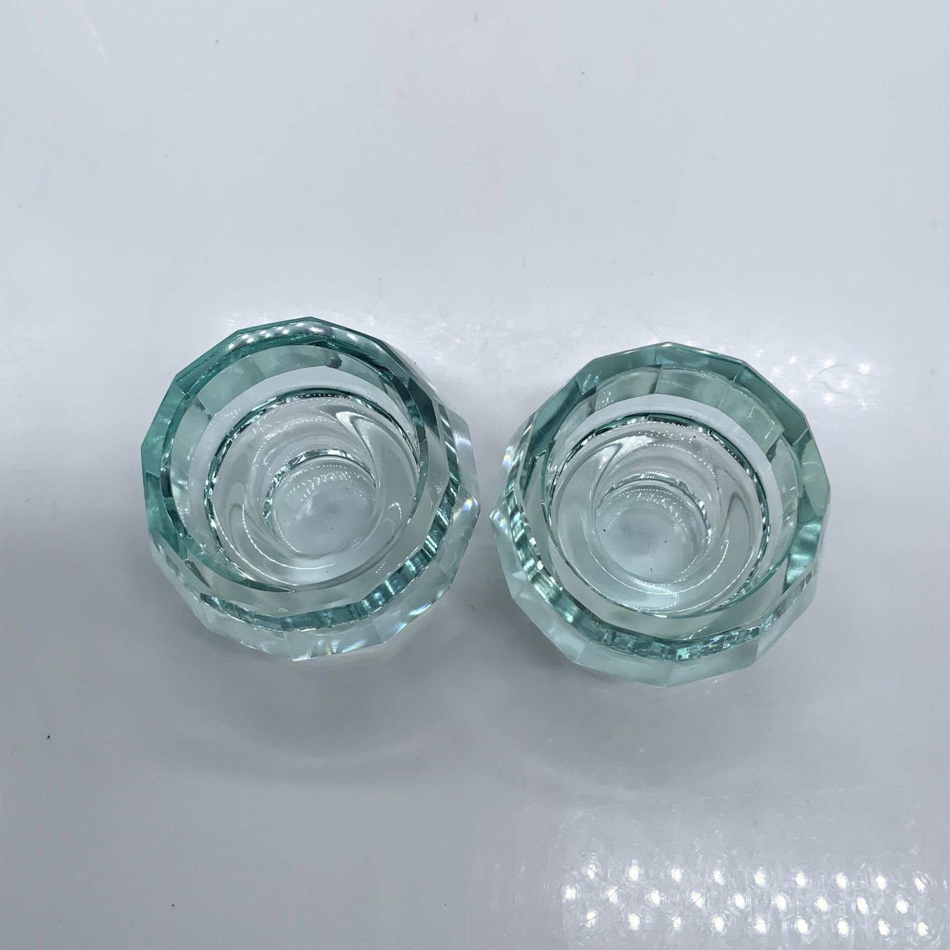 Pair of Orrefors Blue Crystal Totem Harmony Candle Holders - Bild 3 aus 5