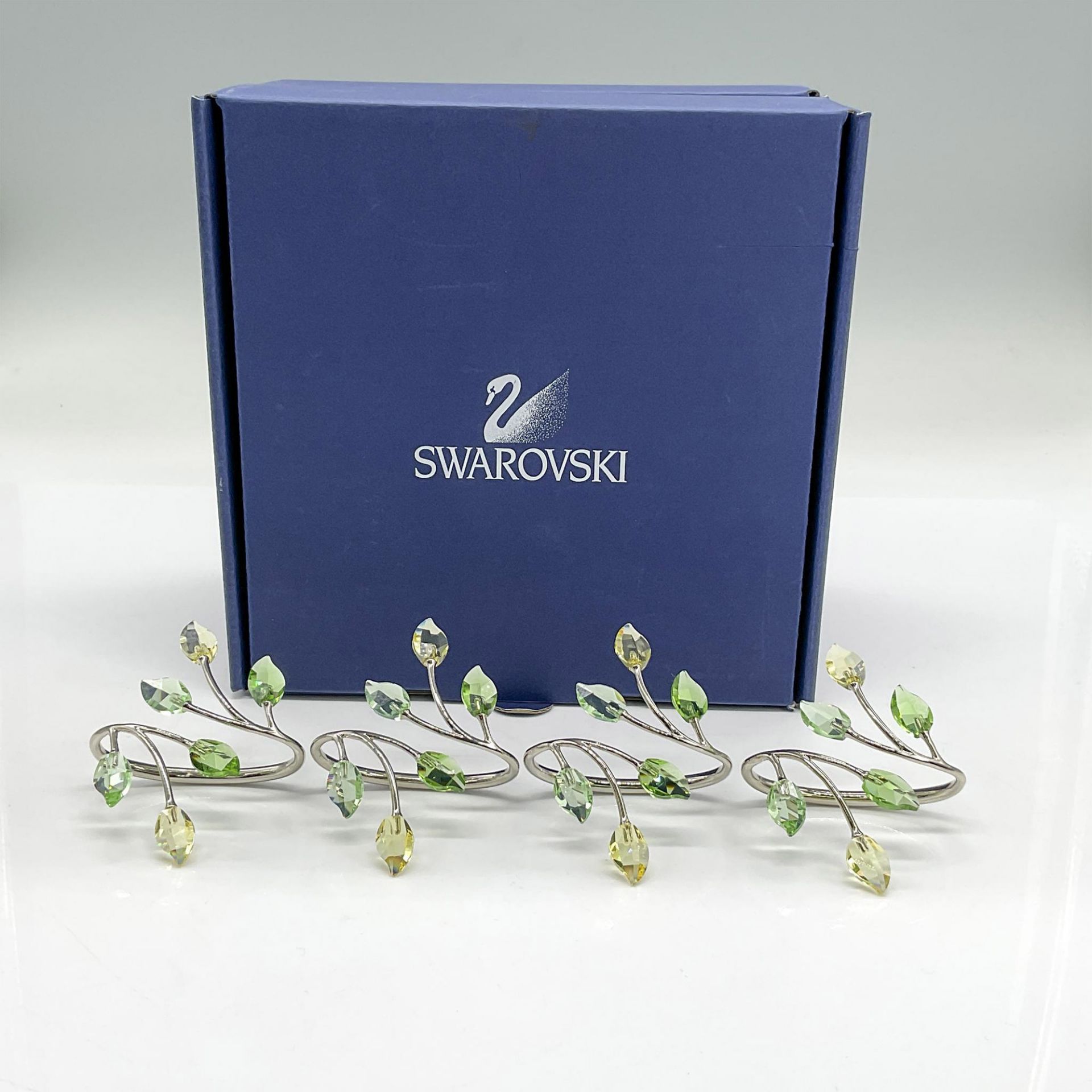 4pc Swarovski Crystal Napkin Rings, Leaves - Image 3 of 3