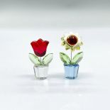 2pc Swarovski Crystal Figurines, Tulip and Sunflower