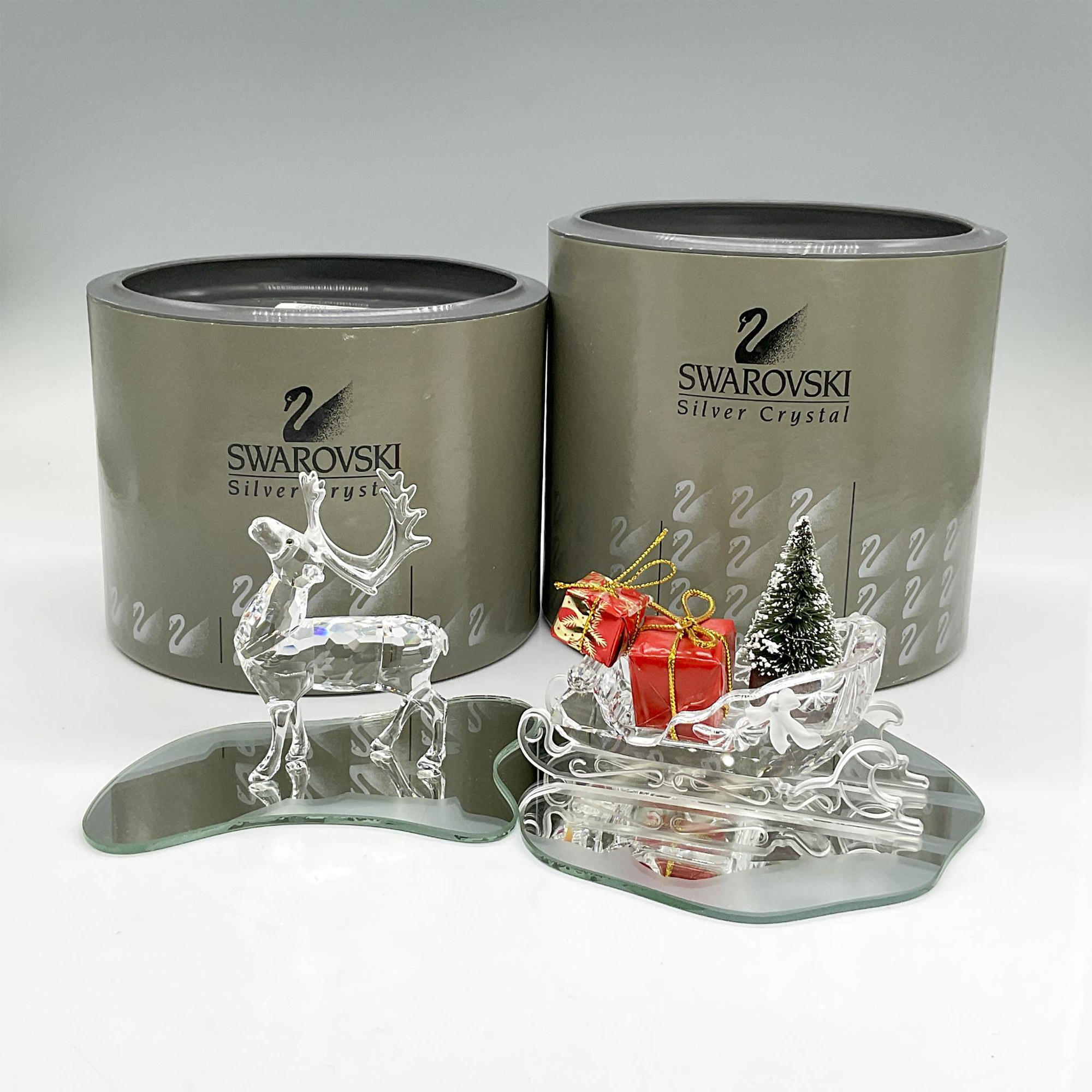 4pc Swarovski Crystal Figurines, Reindeer + Santa's Sleigh - Image 4 of 4