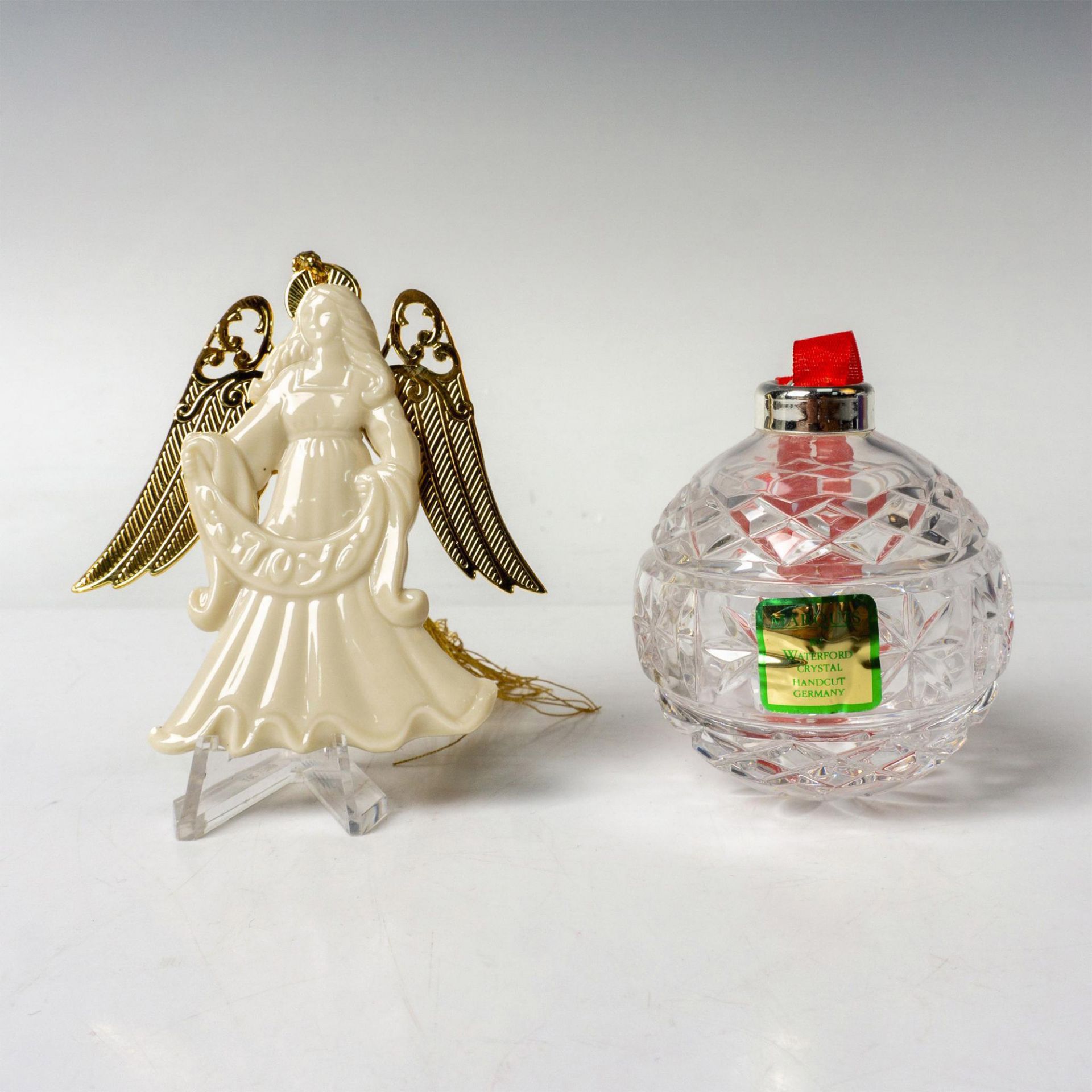 2pc Marquis by Waterford and Lenox Holiday Ornaments