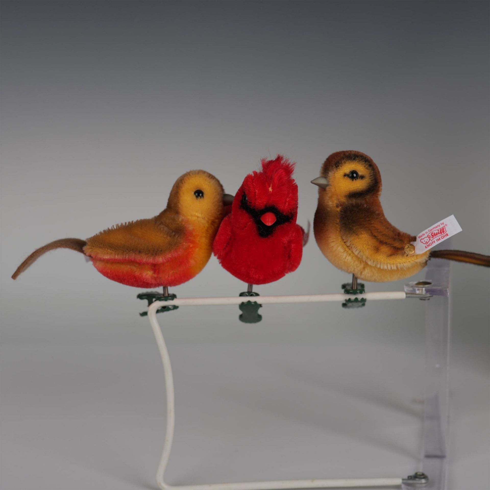 3pc Steiff Plush Bird Clip-On Ornaments