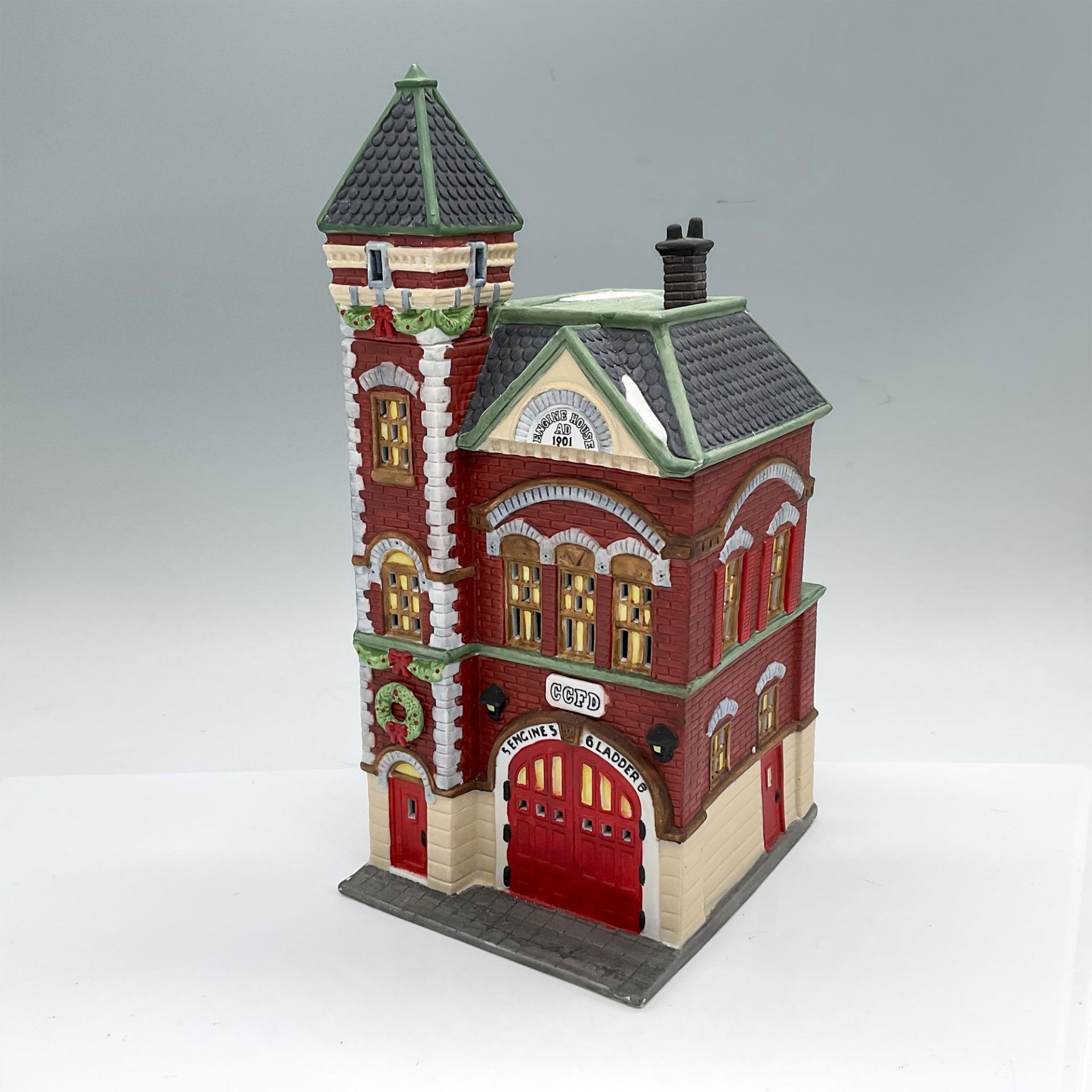 Department 56 Lighted Figurine, Red Brick Fire Station