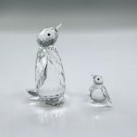 2pc Swarovski Crystal Figurines, Mother Penguin and Baby
