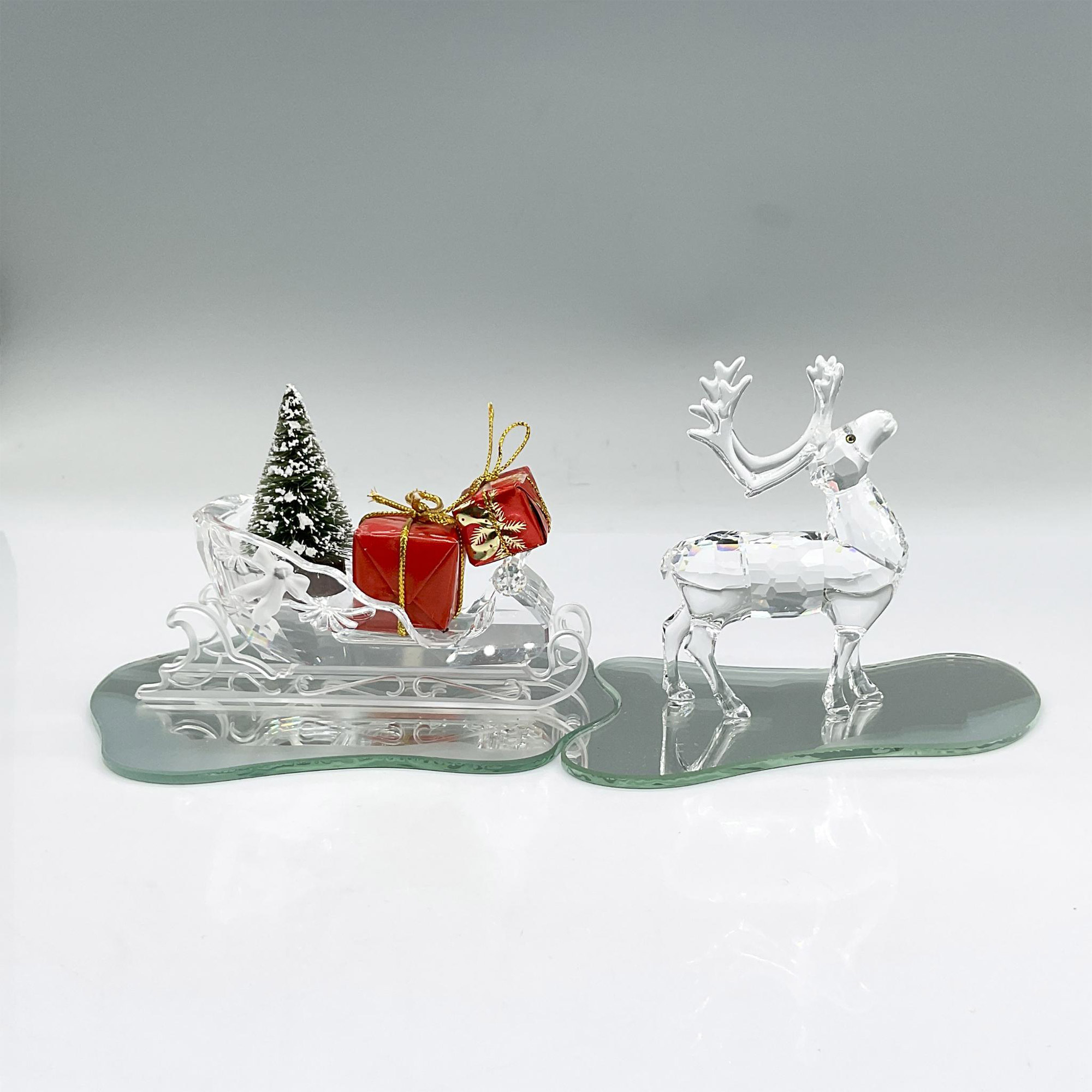 4pc Swarovski Crystal Figurines, Reindeer + Santa's Sleigh - Image 2 of 4
