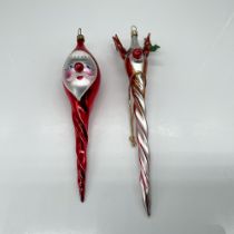 2pc Christopher Radko Ornaments, Icicle Santa and Reindeer
