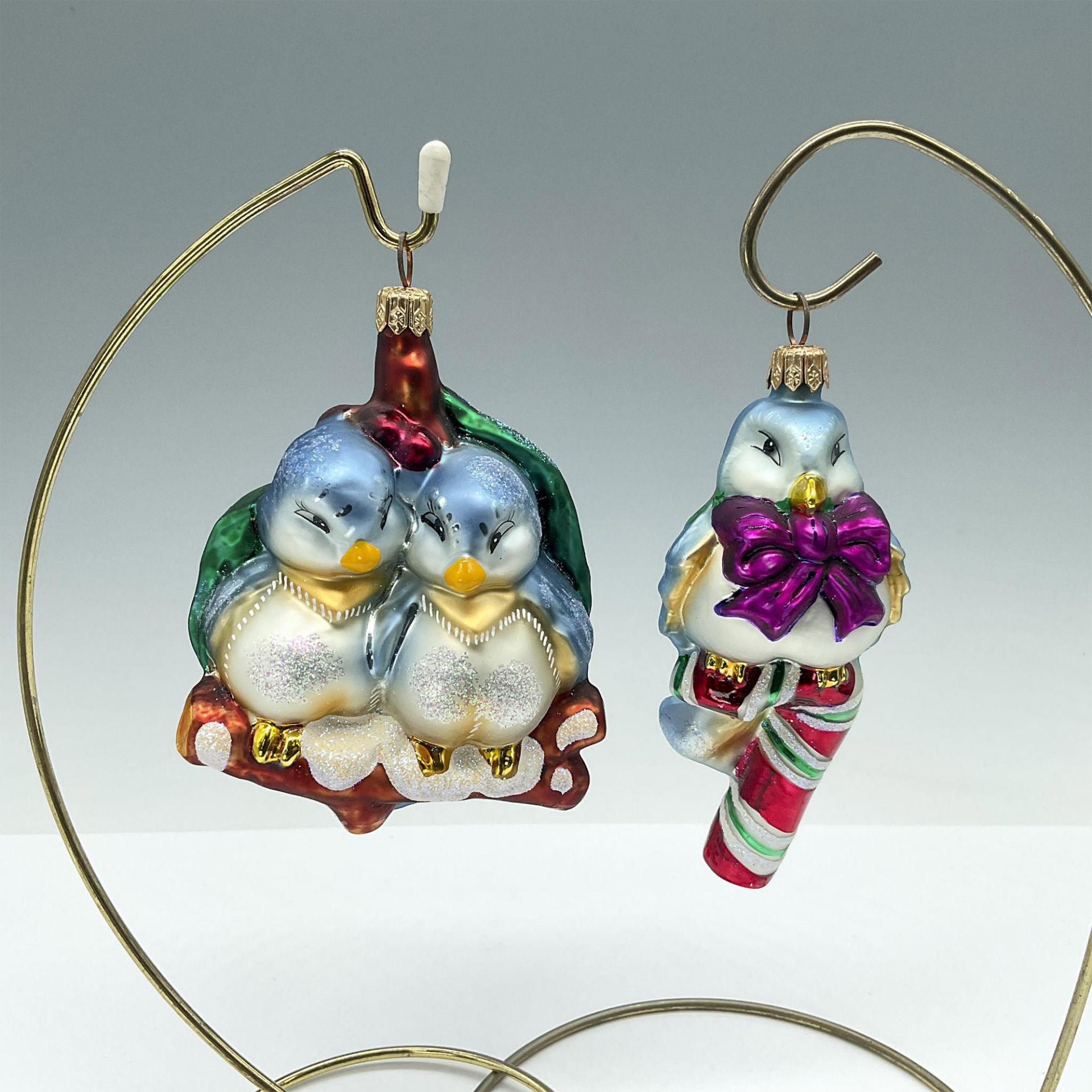 2pc Christopher Radko Christmas Ornaments, Blue Birds