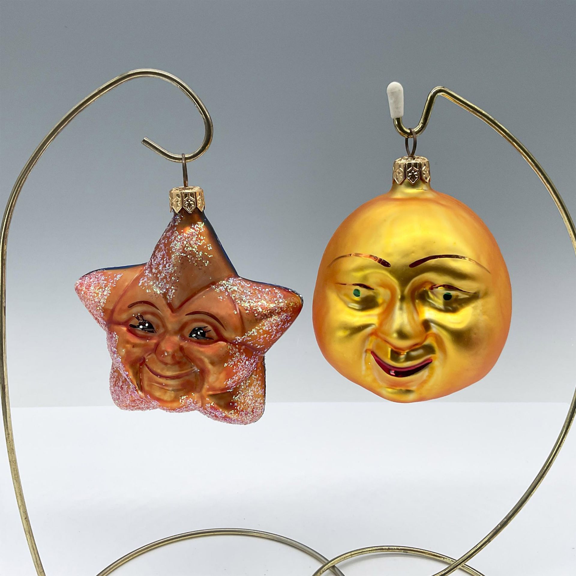 2pc Christopher Radko Ornaments Celestial Sun and Star