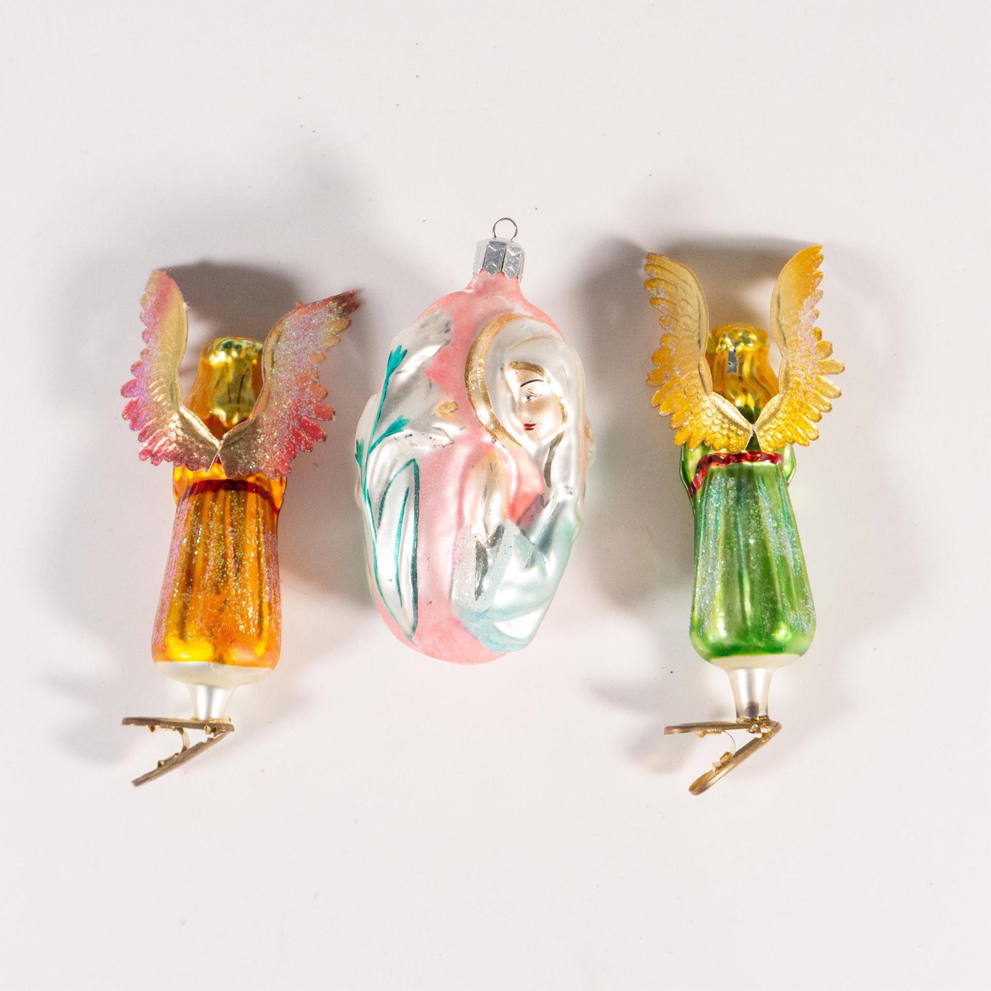 3pc Radko Style Blown Glass Ornaments, Angels and Madonna - Image 2 of 2