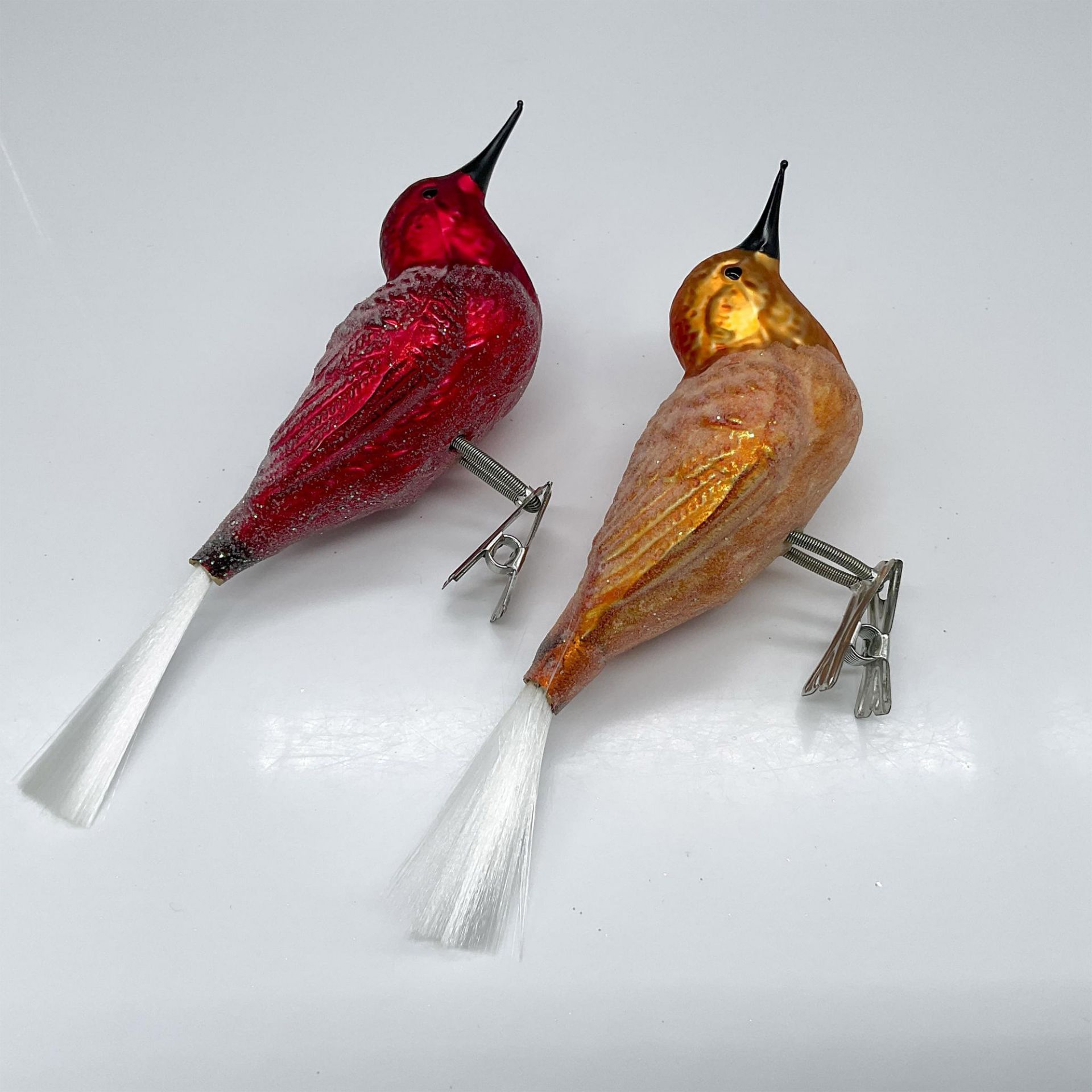 2pc Radko Style Blown Glass Clip-On Bird Ornaments - Bild 3 aus 3