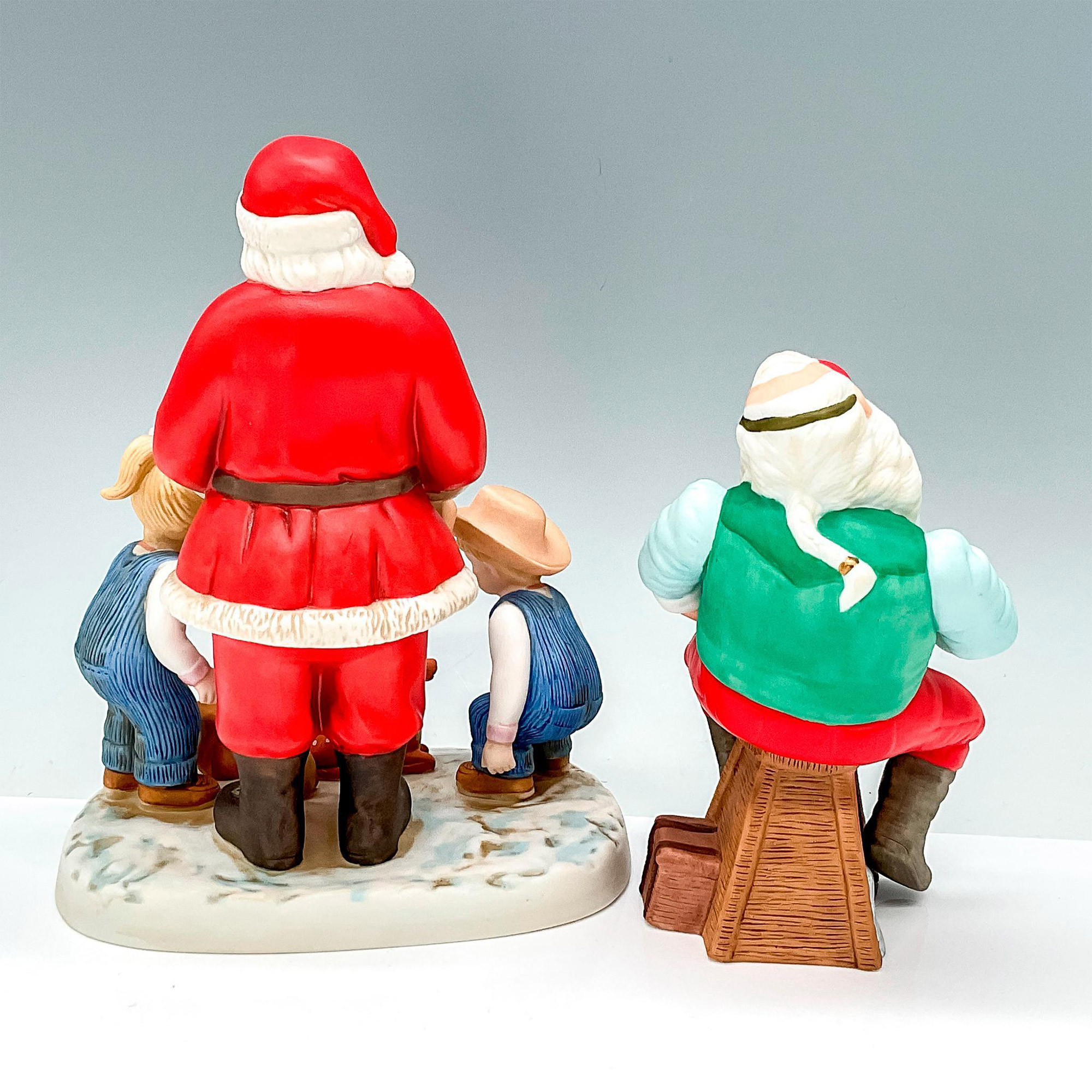 Pair of Porcelain Figurines, Santa Painting and w/Children - Image 2 of 3