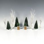 12pc Department 56 Figurines, Birch, Topiary and Holly Trees