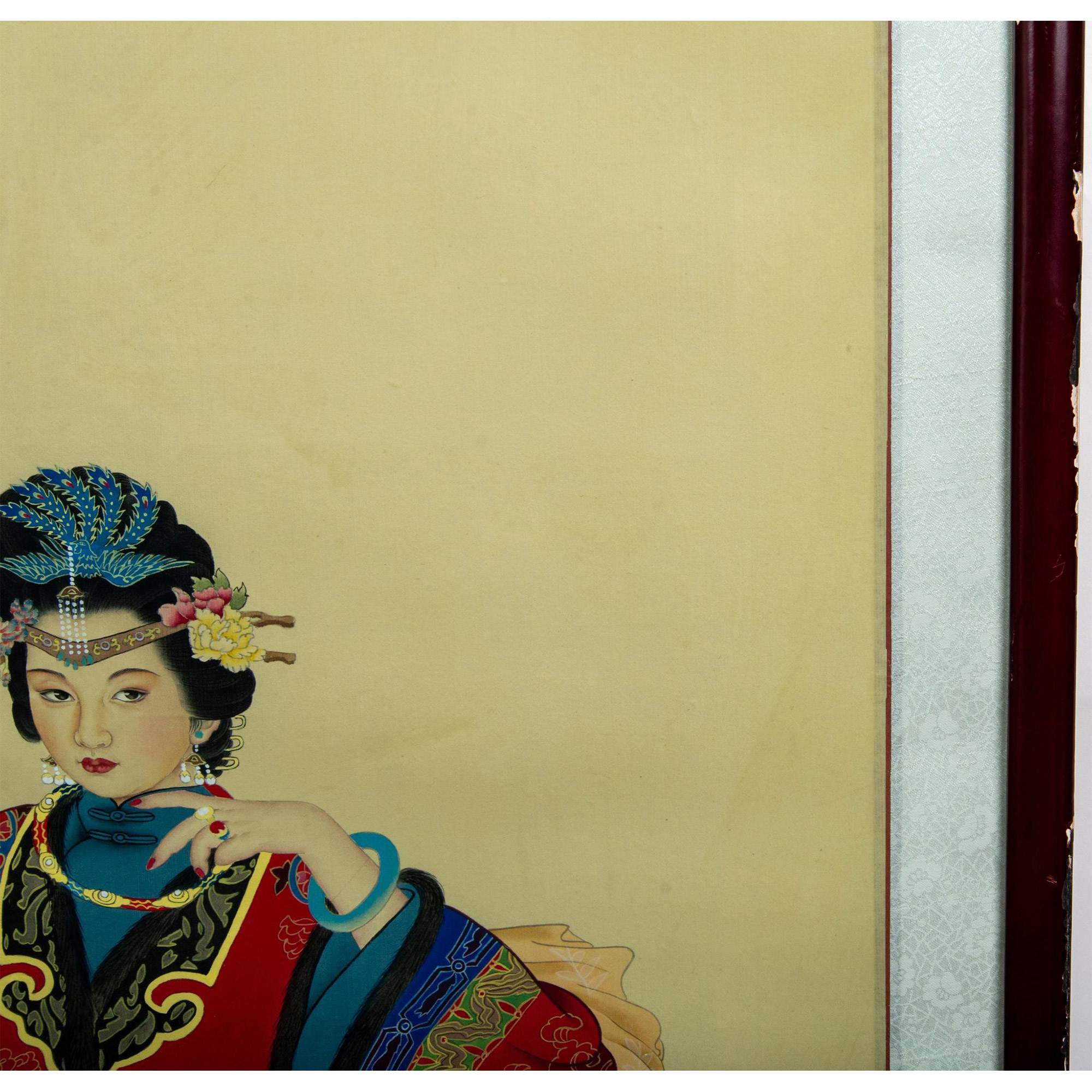 Wang Mei Fang (Aft.) Original Gouache & Ink on Silk - Image 5 of 7