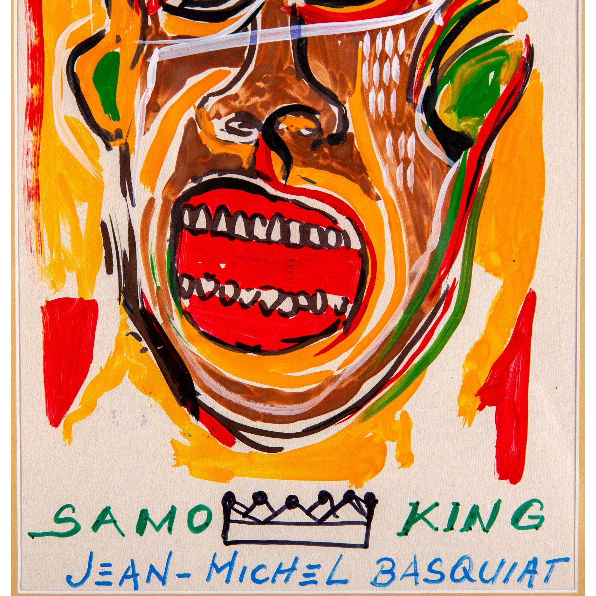 Jean-Michel Basquiat (Attr.) Color Drawing on Paper, Signed - Image 3 of 4