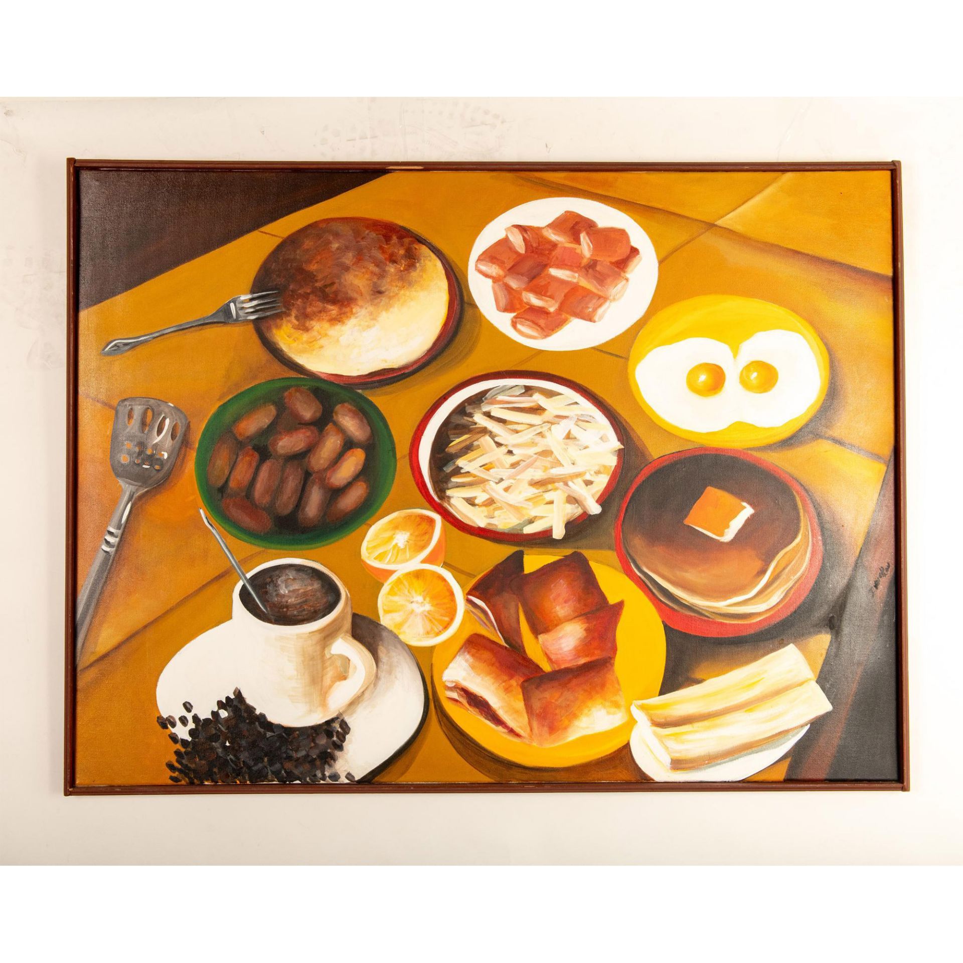 Valera, Original Oil on Canvas, Still-Life Breakfast Signed