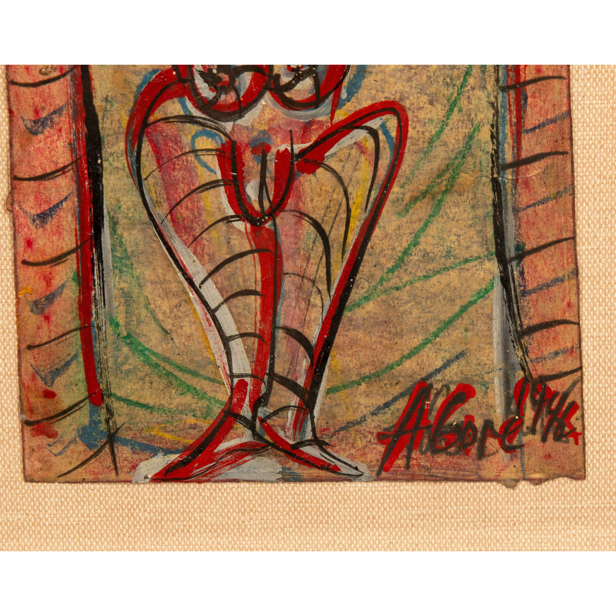 Alexander Gore, Original Oil & Wax Crayons on Paper, Signed - Image 3 of 5