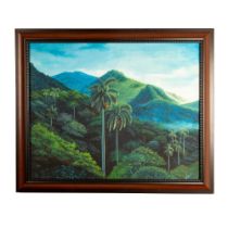Original Oil on Canvas, Haitian Landscape, Signed
