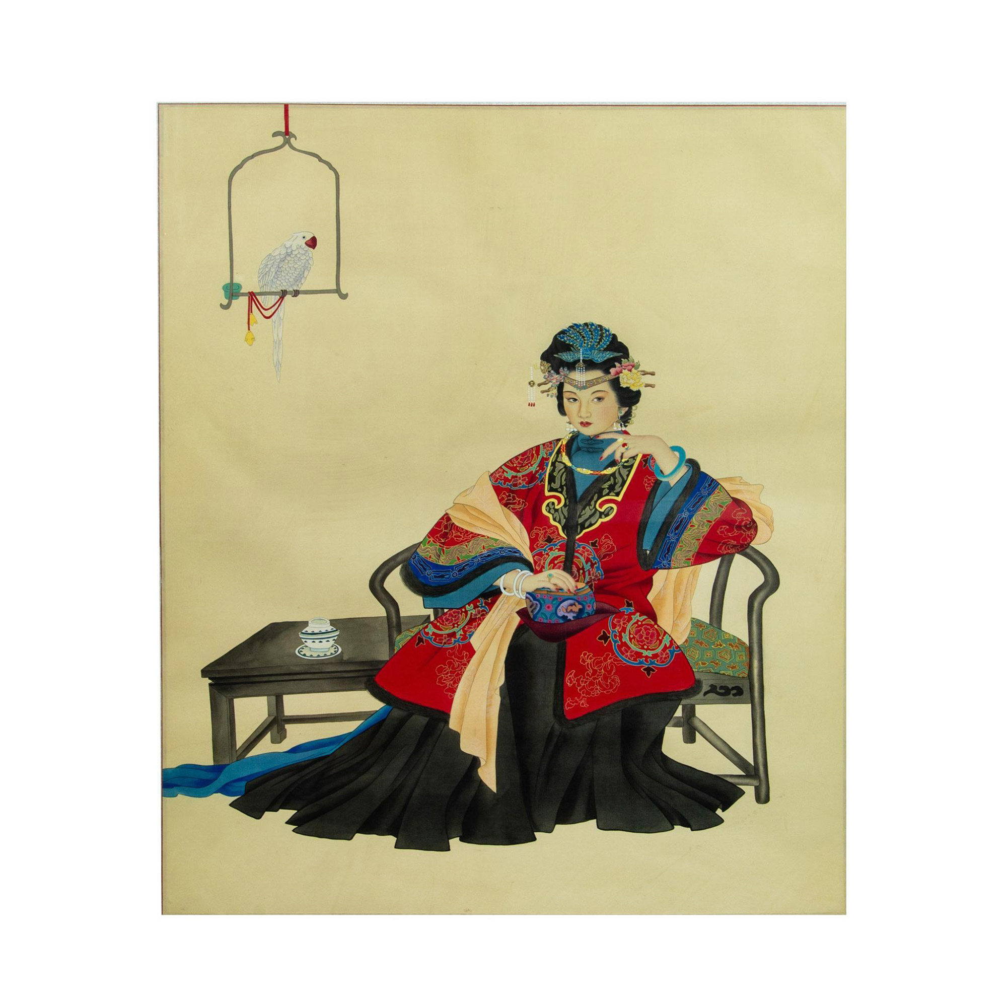 Wang Mei Fang (Aft.) Original Gouache & Ink on Silk - Image 2 of 7