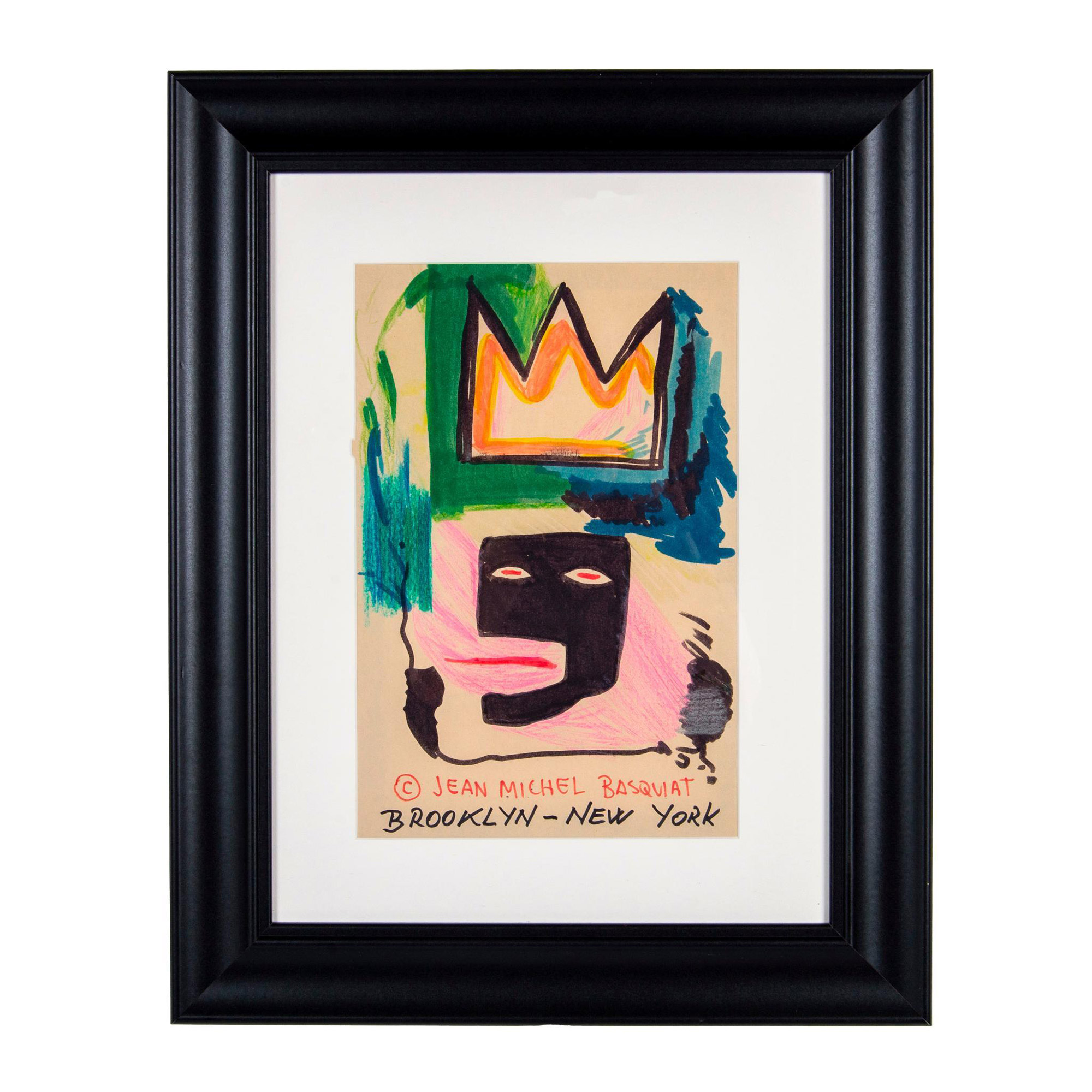 Jean-Michel Basquiat (Attr.) Color Drawing on Paper, Signed