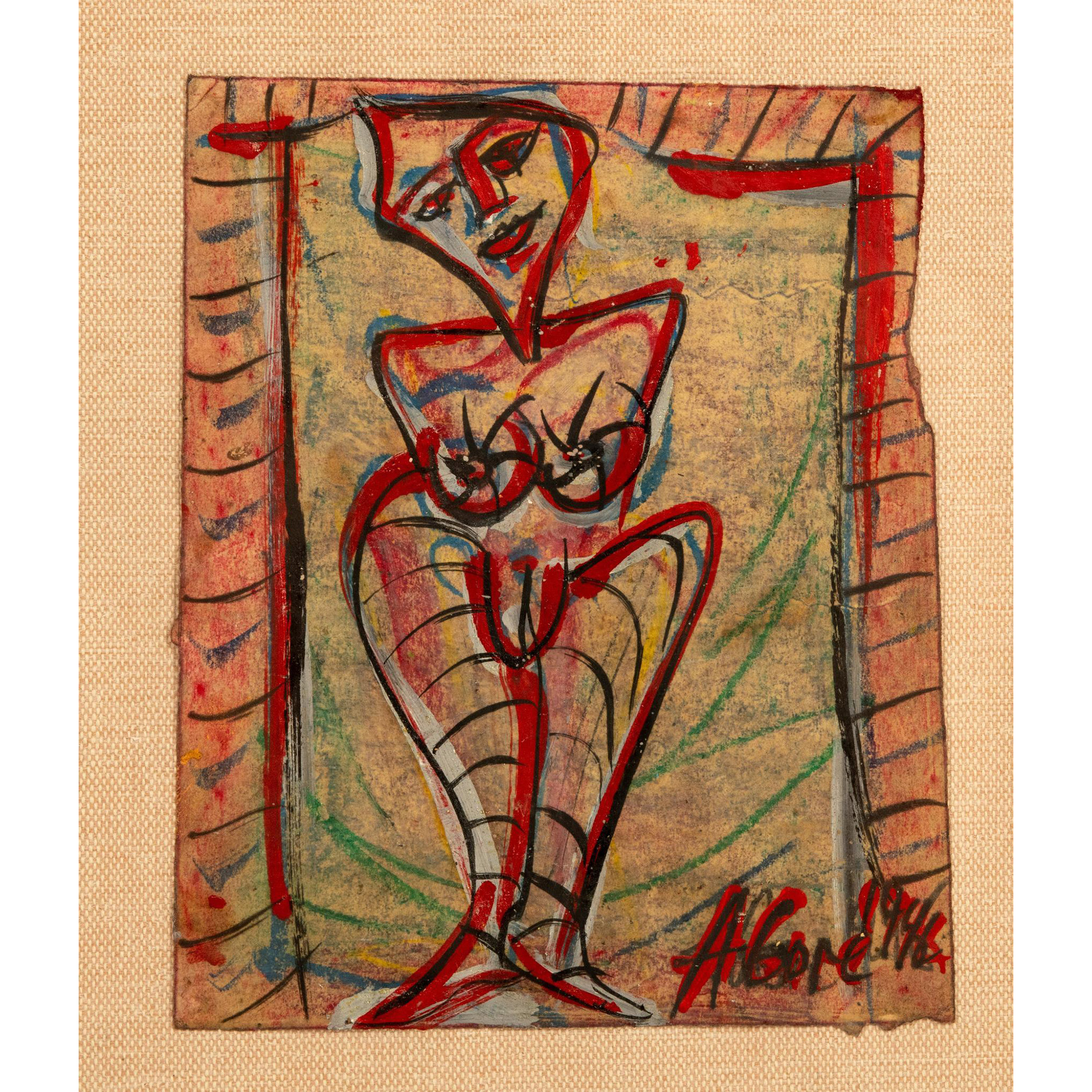 Alexander Gore, Original Oil & Wax Crayons on Paper, Signed - Image 2 of 5