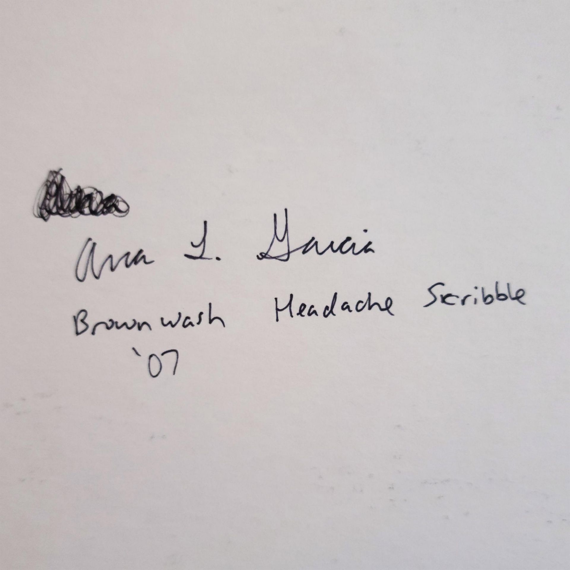 Ana Garcia (American b. 1982) Signed Original Drawing, Brown Wash Headache Scribble - Image 3 of 4
