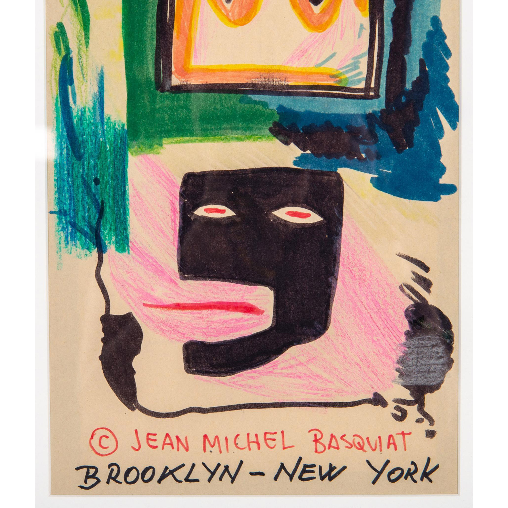 Jean-Michel Basquiat (Attr.) Color Drawing on Paper, Signed - Image 3 of 5