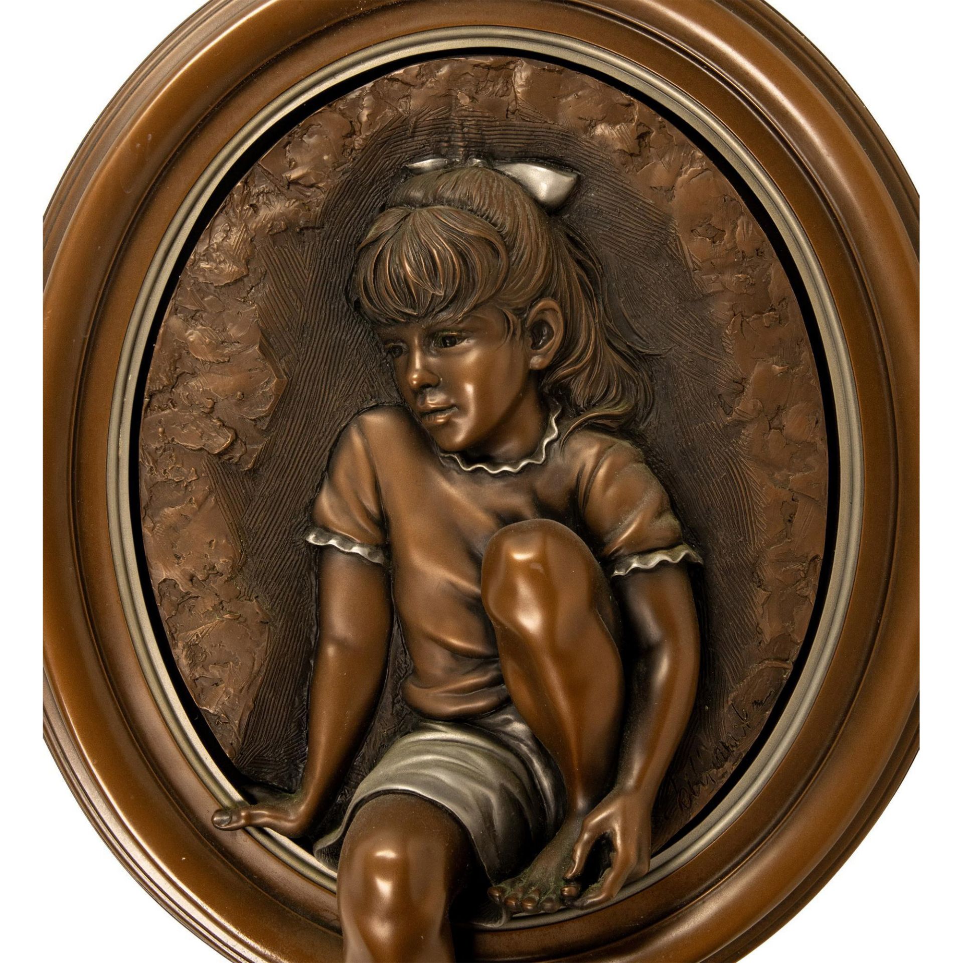 Bill Mack, High Relief Bronze Sculpture, Young Child, Signed - Image 4 of 7