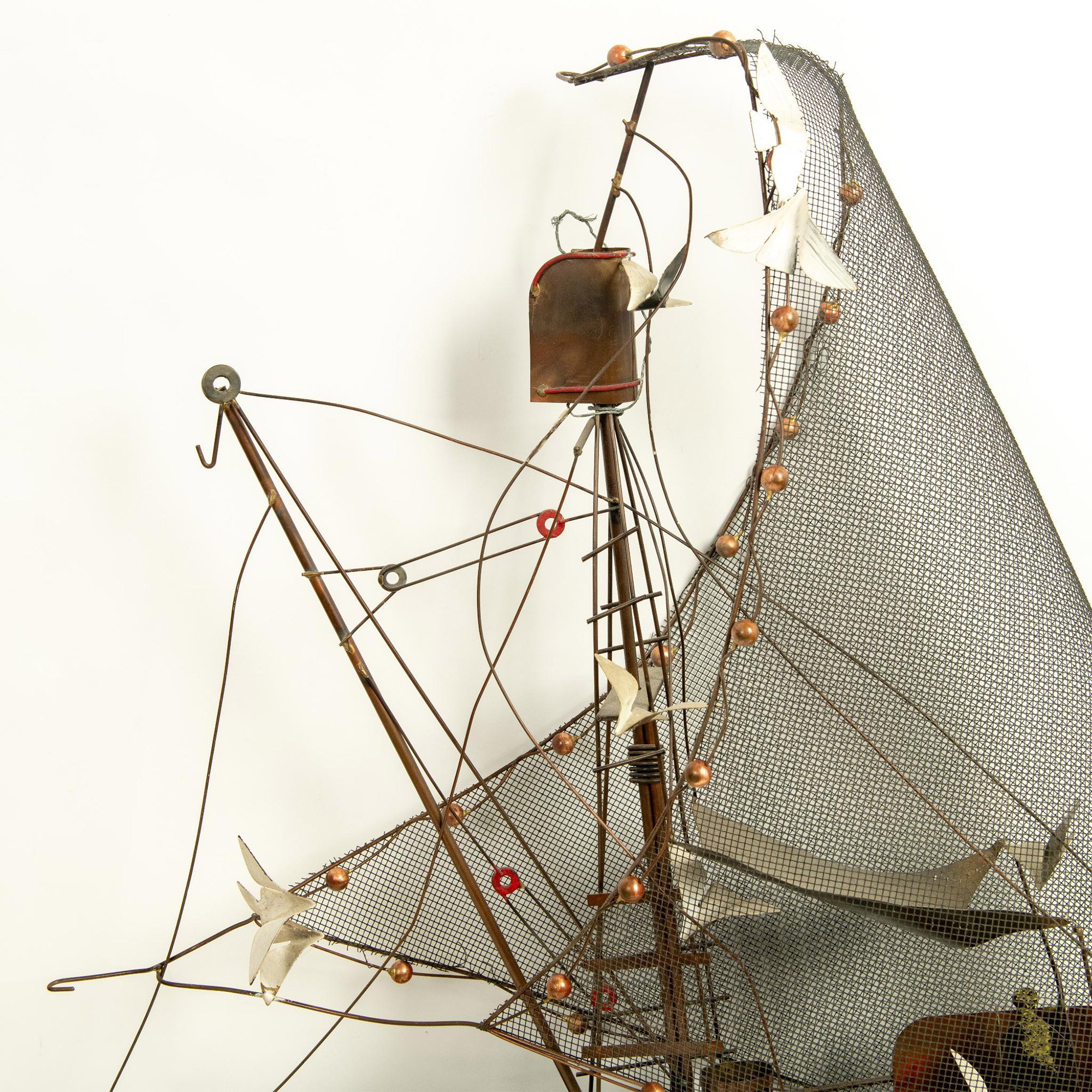 Curtis Jere, Painted Metalwork Wall Sculpture, Boat, Signed - Image 4 of 6