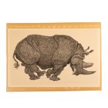 Oliver Grimley, Original Pen & Ink Drawing on Paper, Rhino