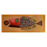 Large Original Acrylic on Thick Burlap, Whimsical Fish