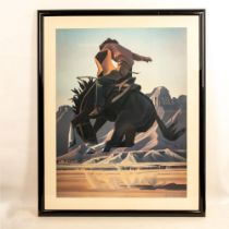 Ed Mell, Western Art Large Color Print on Paper, Cowboy