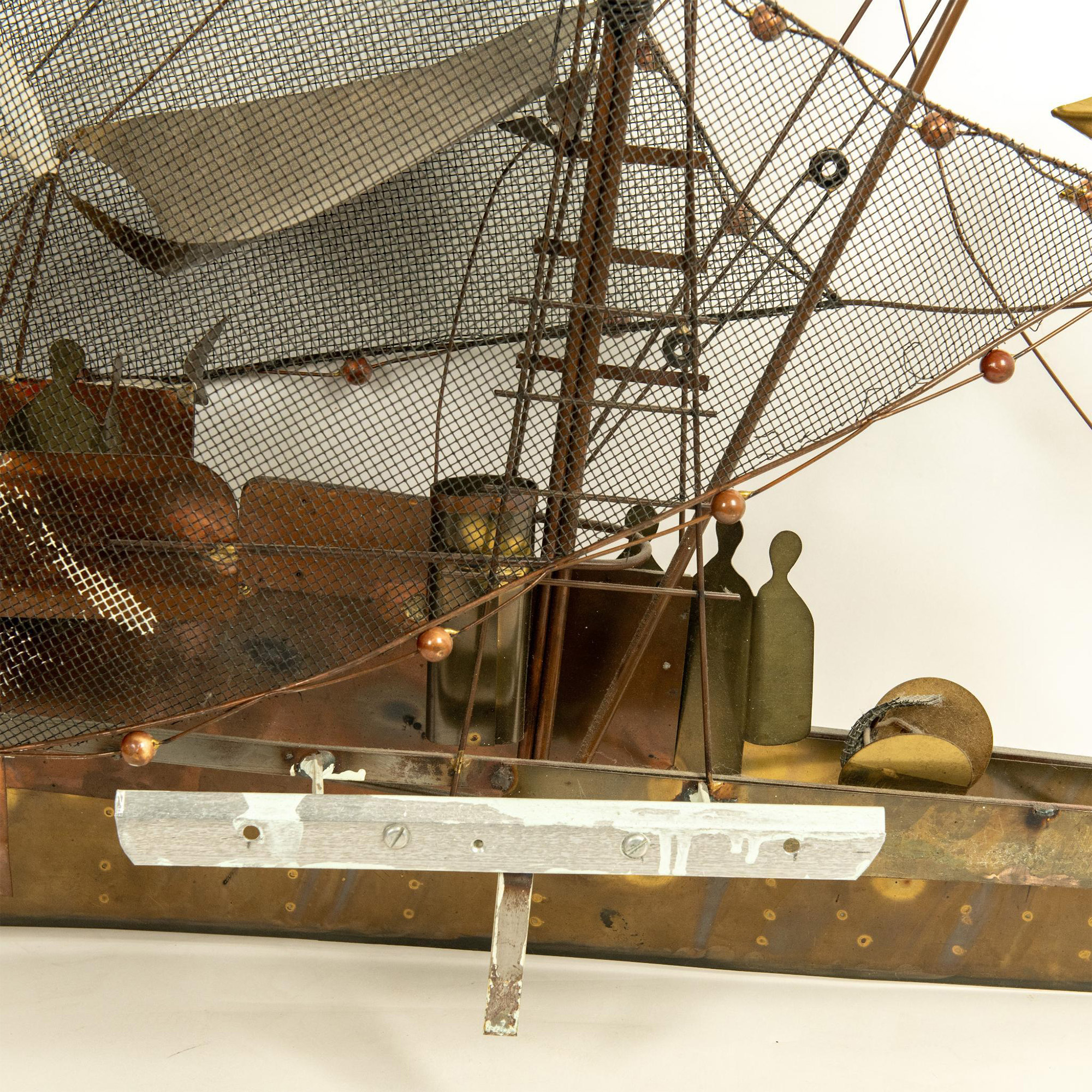 Curtis Jere, Painted Metalwork Wall Sculpture, Boat, Signed - Image 6 of 6