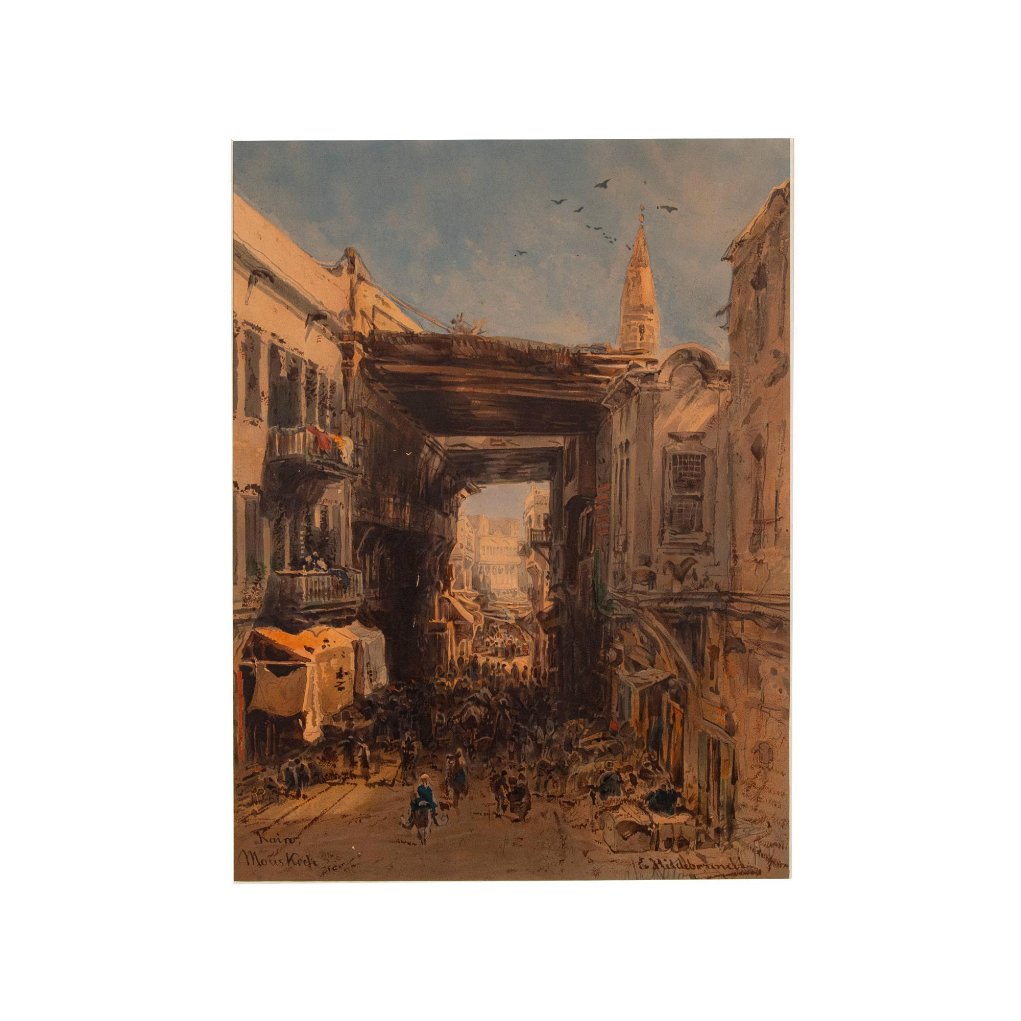 Eduard Hildebrandt, Chromolithograph on Board, Cairo Market - Image 2 of 6