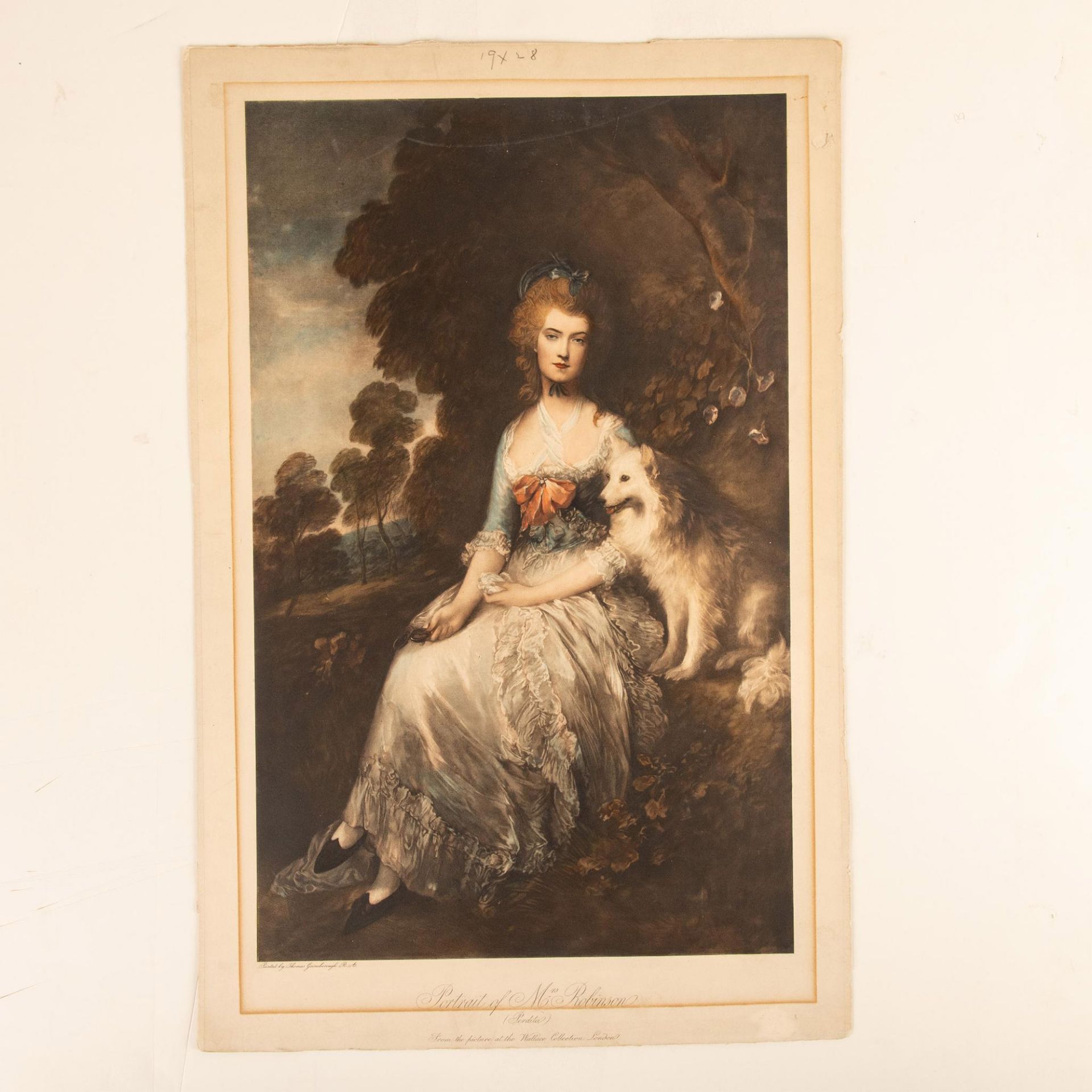 Gainsborough (Aft.) Antique Hand-Colored Lithograph, Mrs. Robinson