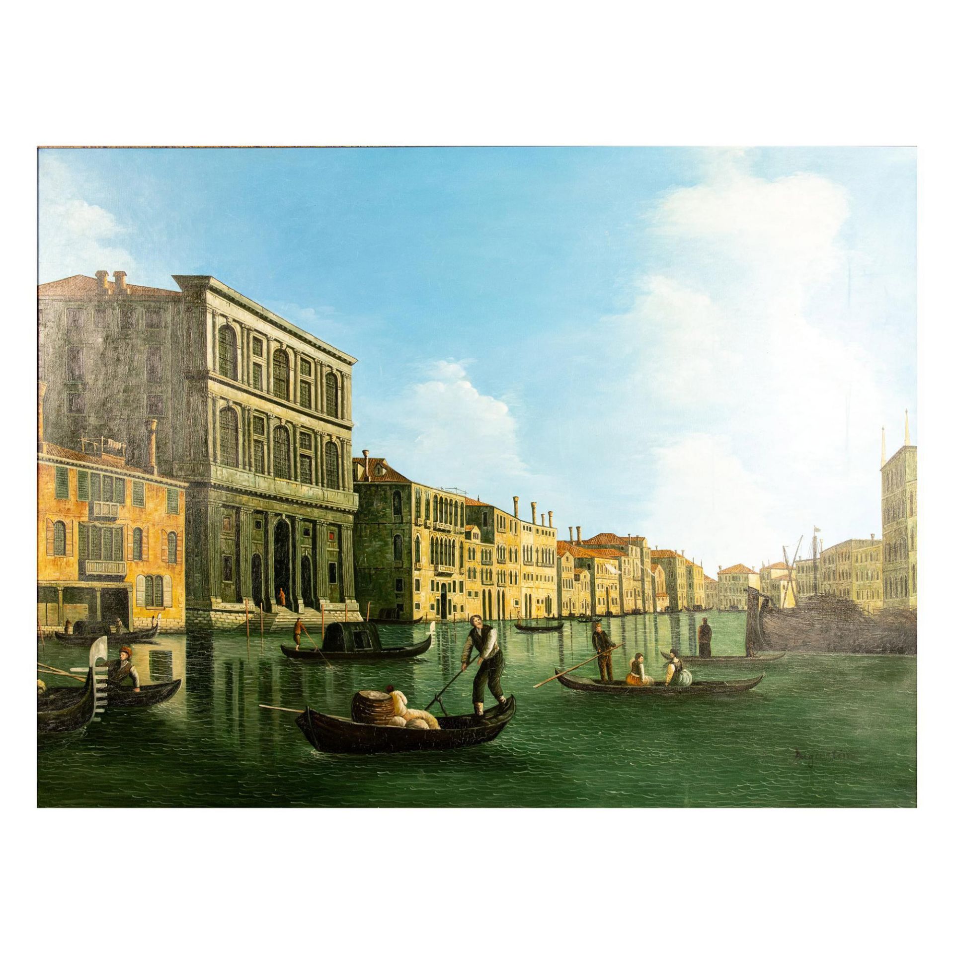 Augustine, Original Oil on Canvas, Grand Canal, Signed - Image 2 of 5