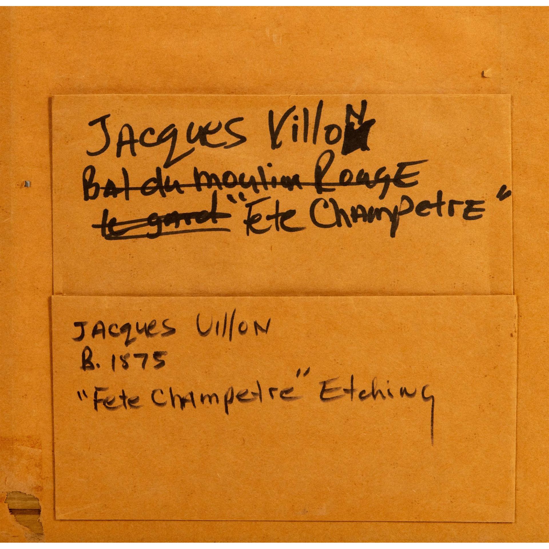 Jacques Villon, Original Etching on Paper, Fete Champetre - Bild 4 aus 4