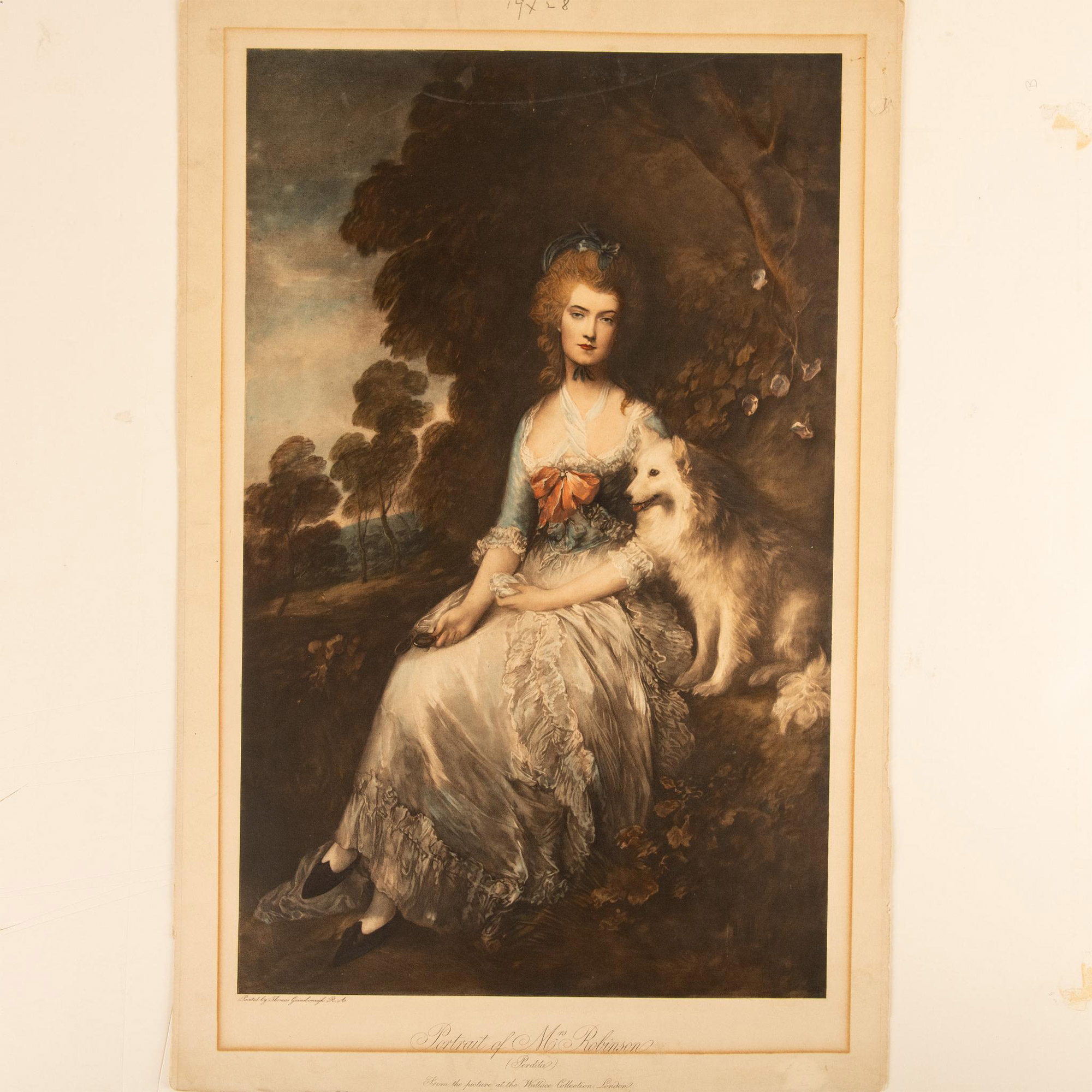 Gainsborough (Aft.) Antique Hand-Colored Lithograph, Mrs. Robinson - Image 2 of 4