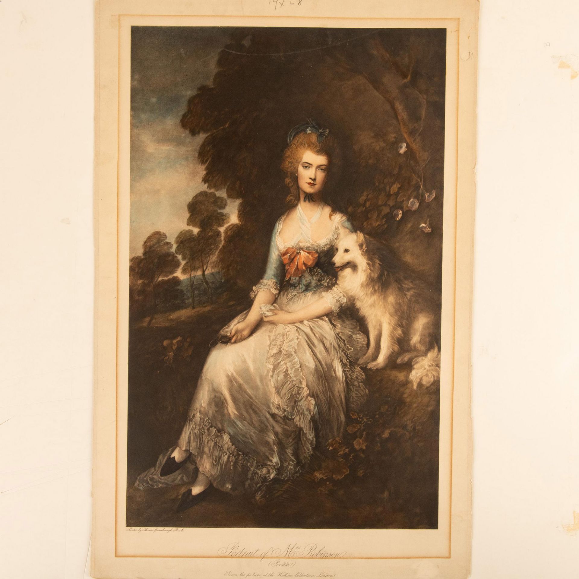 Gainsborough (Aft.) Antique Hand-Colored Lithograph, Mrs. Robinson - Bild 2 aus 4