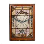 Antique Original Victorian Stained Glass Window Panel