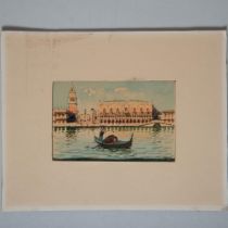 Original Watercolor on Paper, Venice San Marco Basin, Signed