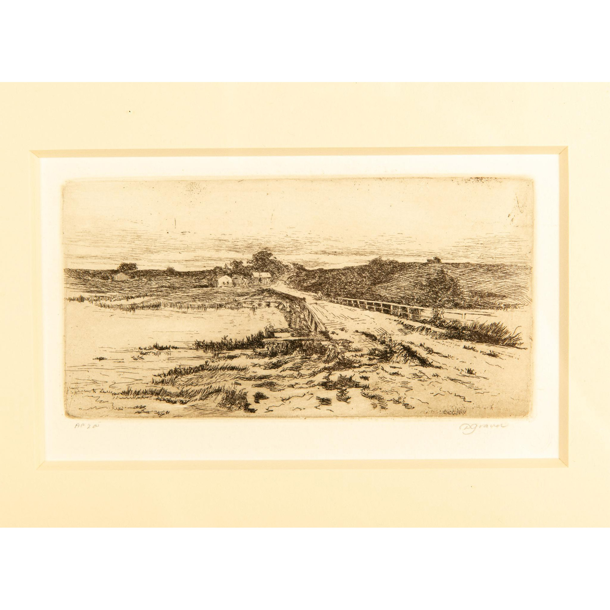 Daniel Graves, Original Etching on Paper, Landscape, Signed - Image 3 of 6