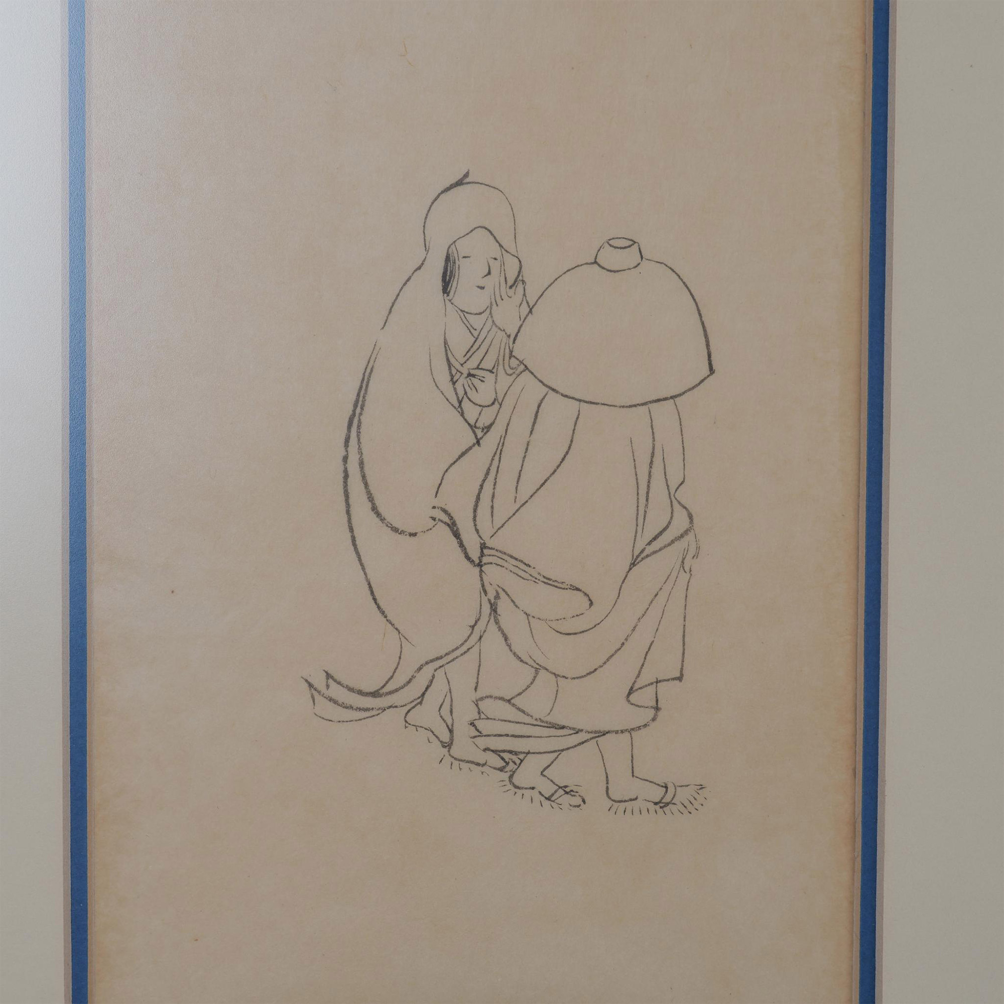 Set of 2 Original Graphite Japanese Drawings on Paper - Image 3 of 10