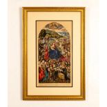 French Antique Original Hand-Colored Lithograph, Madonna