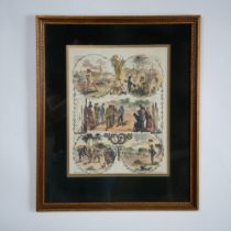 Original English Victorian Hand-Colored Woodcut, Golfing