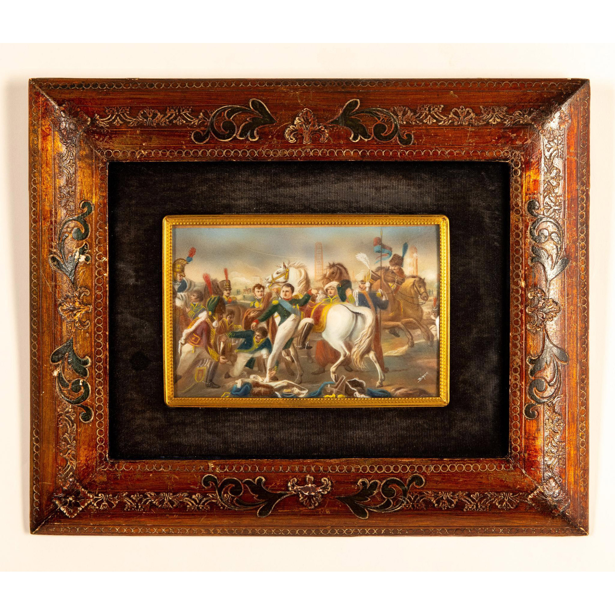 Dimarc, Antique Original Miniature Framed Painting, Signed