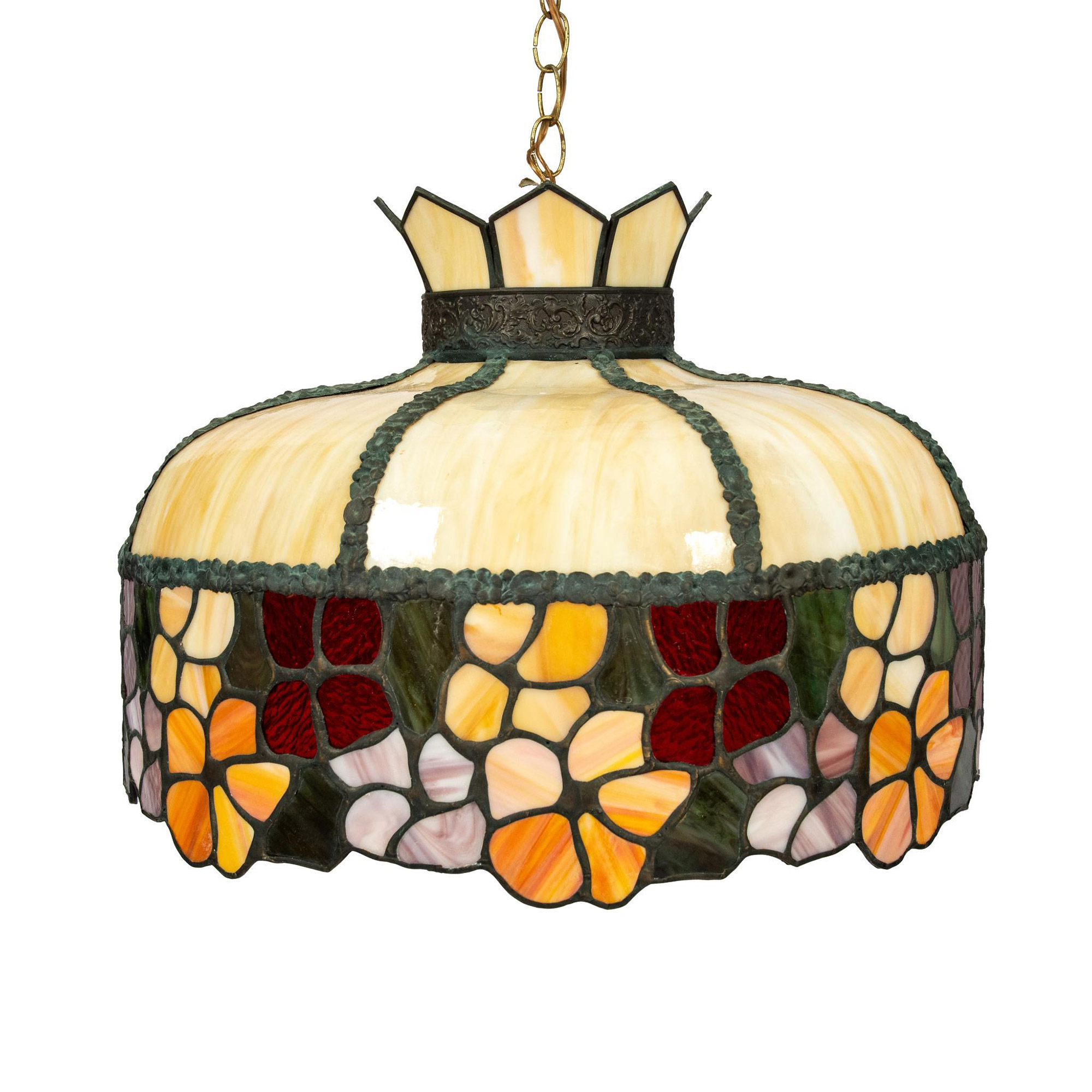 Tiffany Style Large Chandelier Leaded and Stained Glass - Image 4 of 6