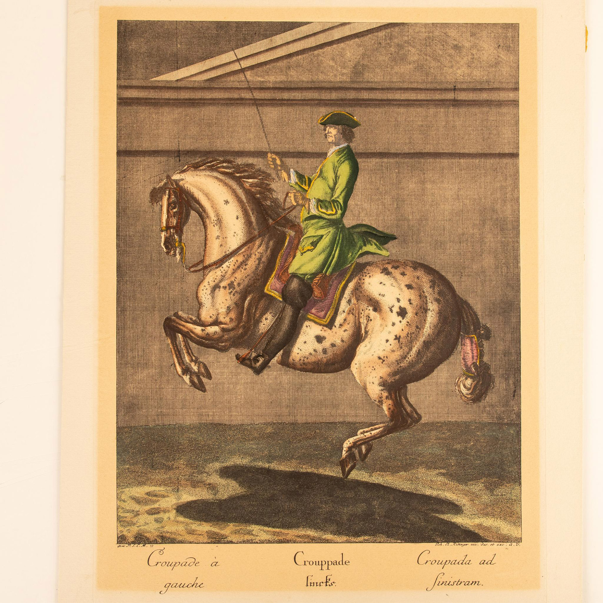 J.E. Ridinger, 18th Century Hand-Colored Etching on Board - Image 2 of 5