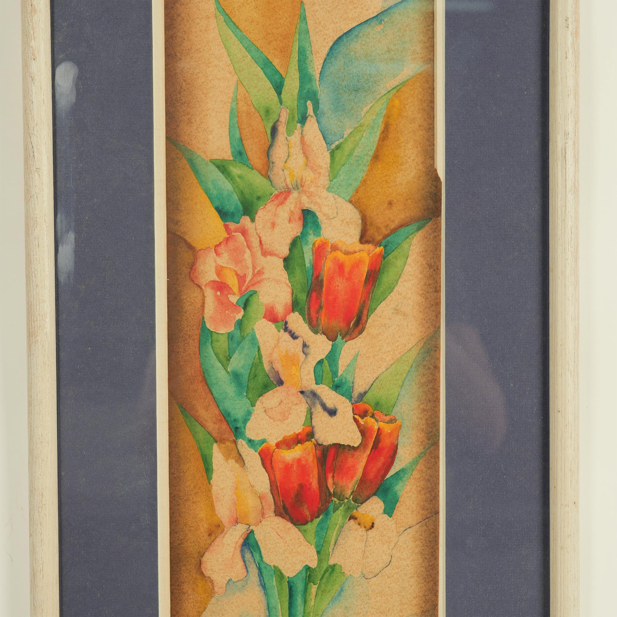 Original Watercolor on Laid Paper, Tulips and Irises - Image 2 of 3