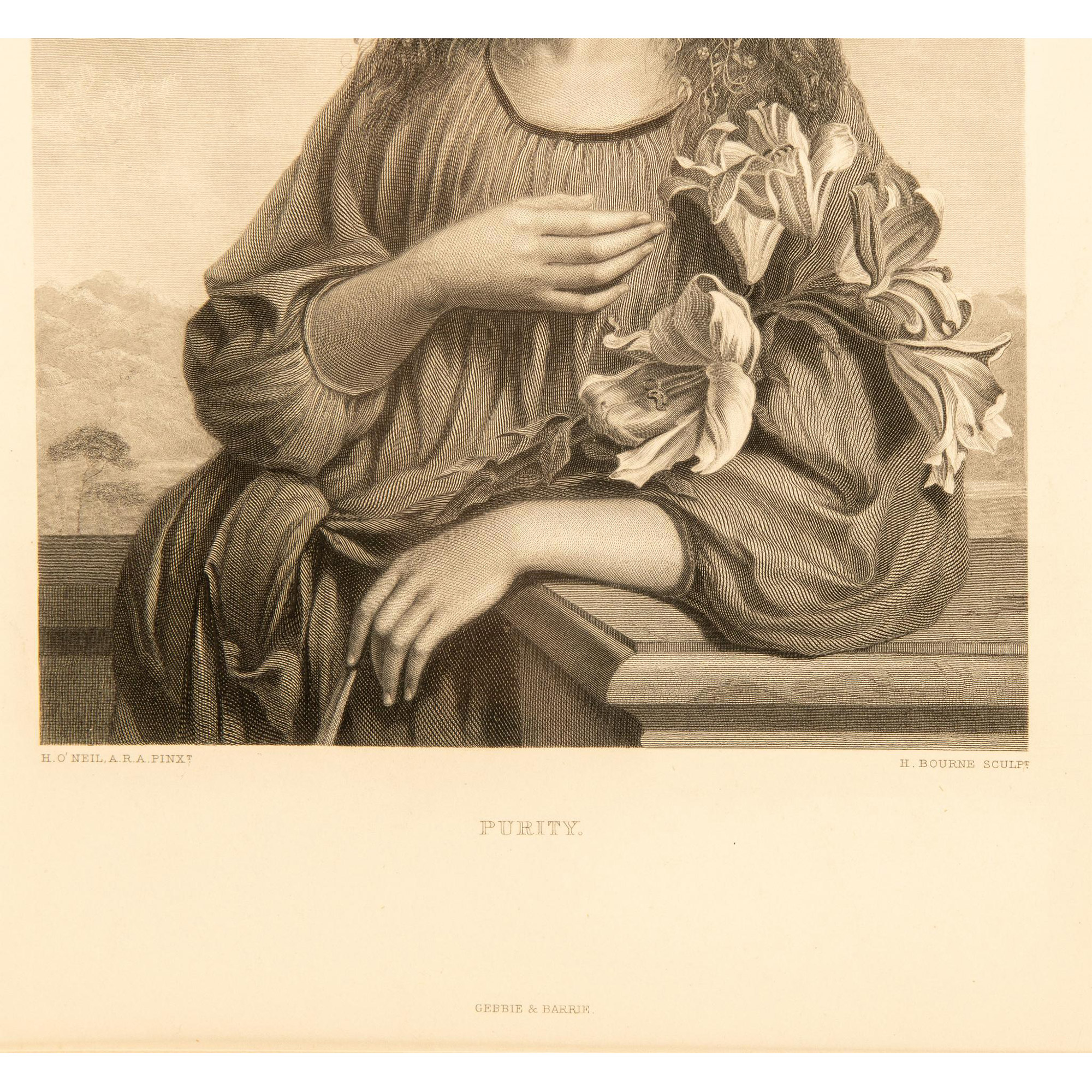 Herbert Bourne, Antique Original Engraving on Paper, Purity - Image 3 of 6