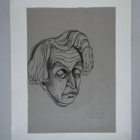 Large Original Ink Drawing, Portrait of Marie Scheuck Signed